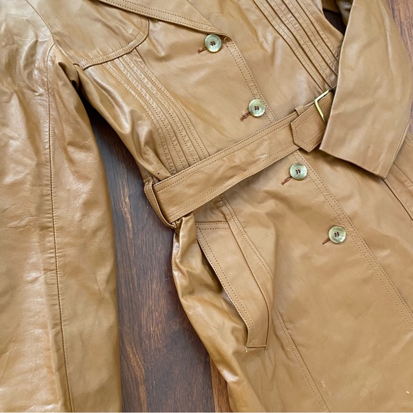 Vintage Tan Longline Leather Coat - Picture 3 of 5